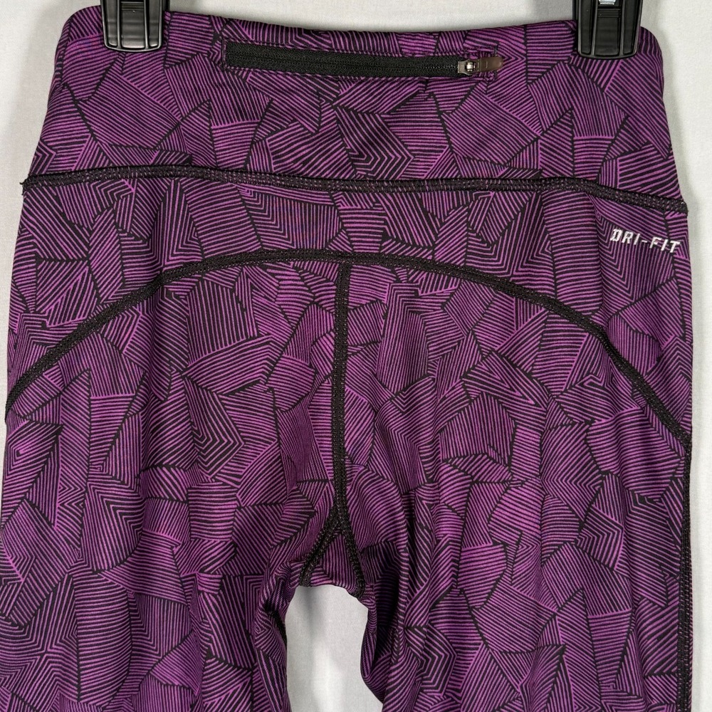 NIKE Running Dri Fit Women's XS Geometric Purple Gym Leggings Yoga Pants Pocket - Picture 7 of 12